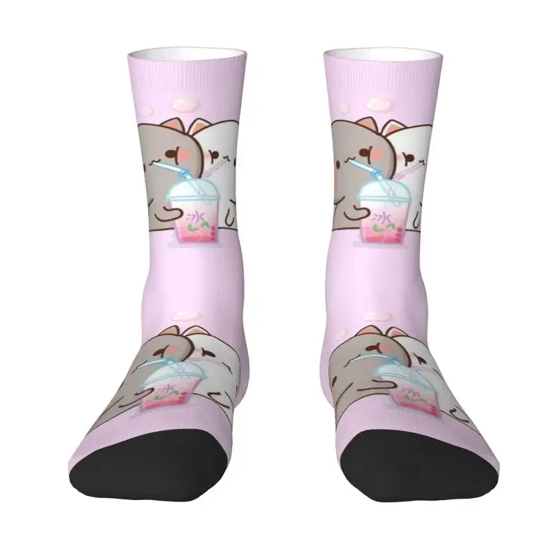 

Cute Mens Couple Mochi Cat Peach And Goma Dress Socks Unisex Warm Comfortable 3D Printed Crew Socks