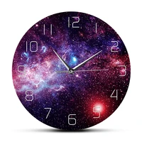 cosmic space printed acrylic wall clock starry sky galaxy home decor meteorological cloud observation silent movement wall watch