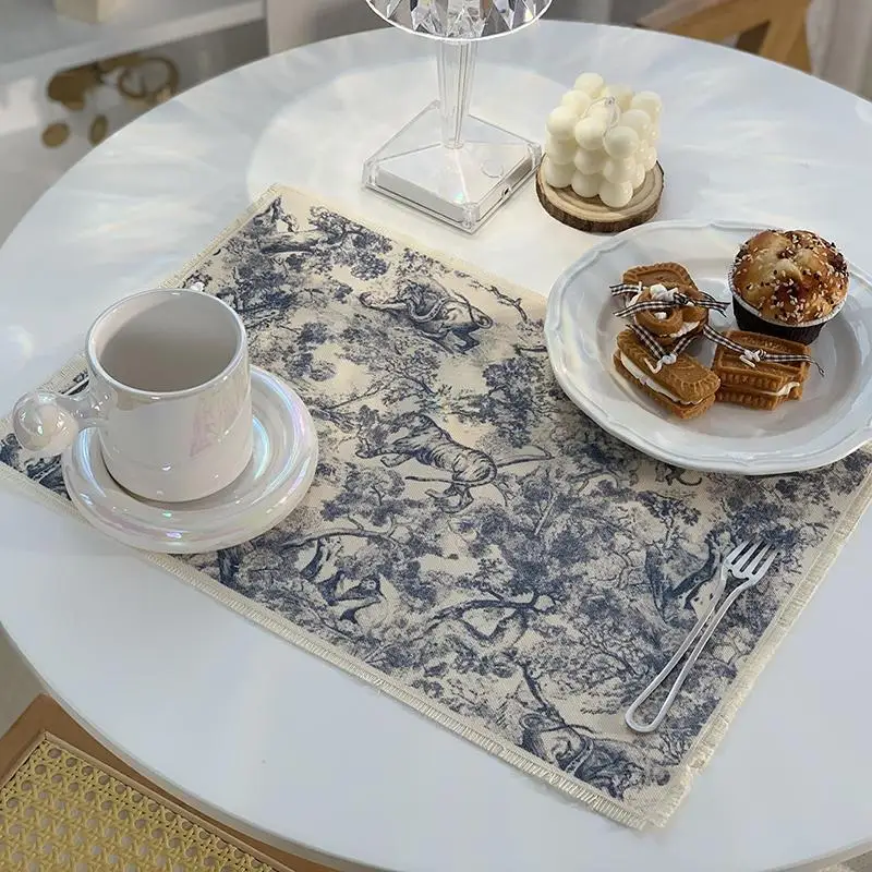 

Французский хлопковый льняной коврик для еды