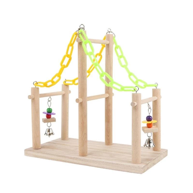 

Игрушка-качели для птиц, деревянная подставка для попугая, окуня, игровая подставка с подвесными колокольчиками, игрушечная клетка