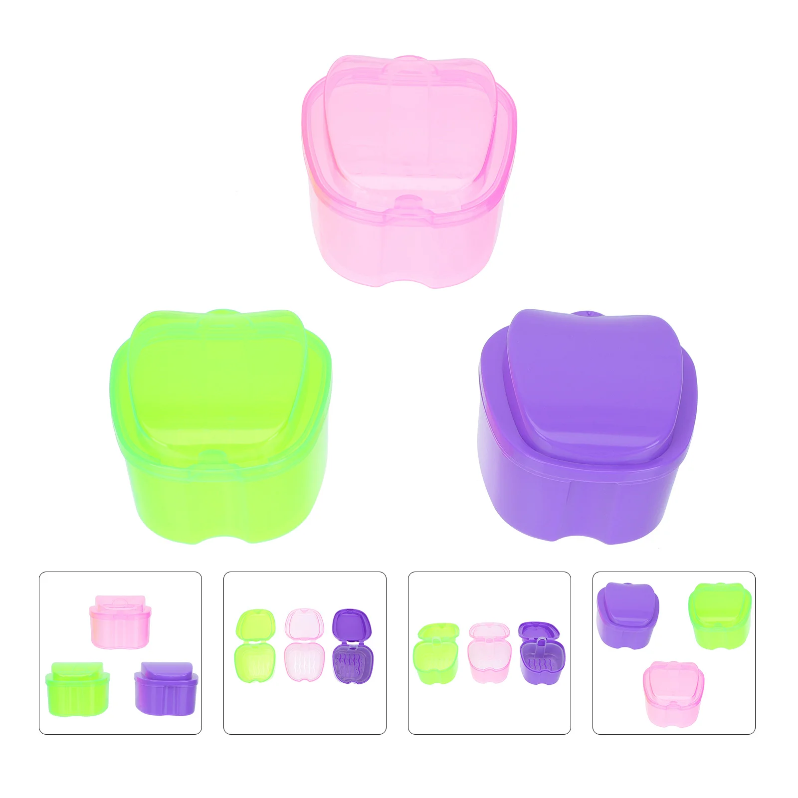 

3pcs Retainer Cleaning Supplies Plastic Practical Retainer Storage Cases False Teeth Boxes for False Teeth