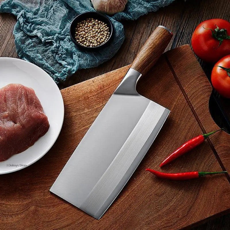 

Professional Knife Kitchen Solid Wood Handle 4cr13 Stainless Steel 3mm Thickened Chopping Cleaver Chinese Knife Chef Knives