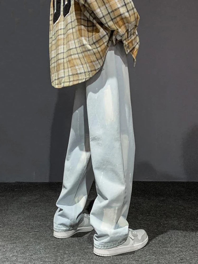 Four Seasons Men's Jeans Trend Hip Hop Straight Loose Wide Leg Pants Skateboard Pants Street Men Plus Size Trousers Ins Hot Sale