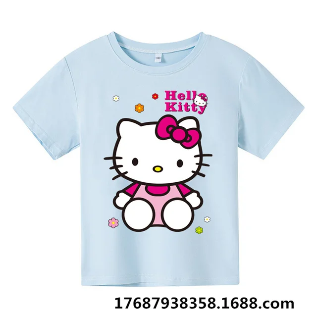 

Kawaii Hello kitty Clothes For Girls Fashion Kids Clothing Baby Boy Clothes Short Sleeve Shorts Casual Brand Tops