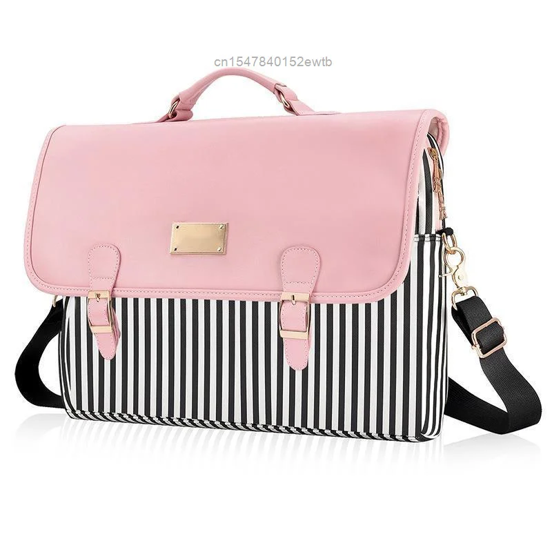 

Fashion Design Portable Hasp Laptop Crossbody Bag 15in 16in Women's 15.6in Large Capacity Shoulder Bag With Luggage Back Straps