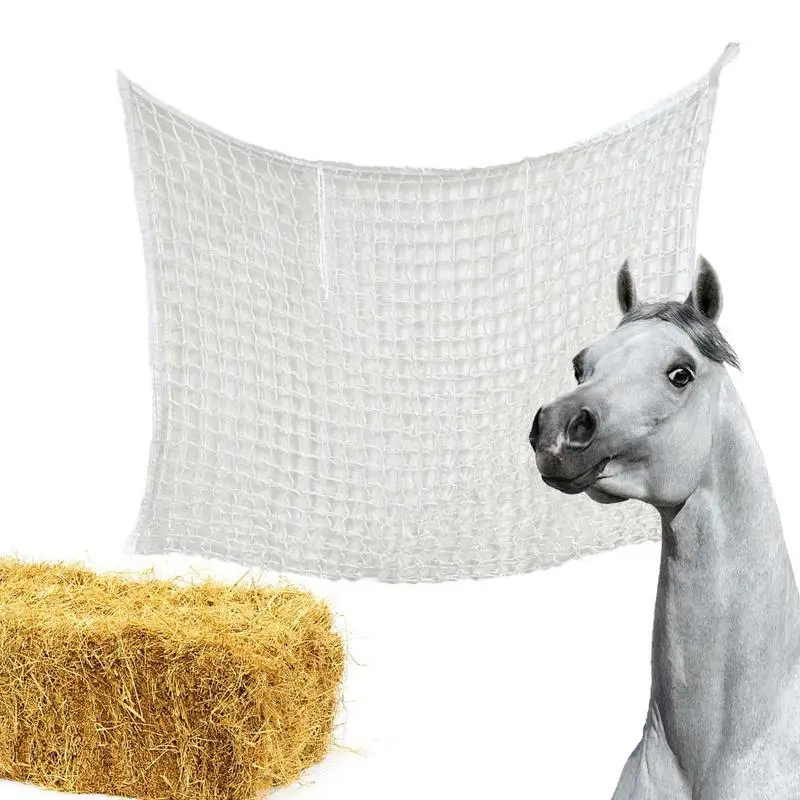 

Hay Net 35x47 Inch Large Goat Hay Feeder 1.18*1.18inch Hole Nylon Hung Portable Hay Feeder Bags Horse Goat Horses Stall Trailer