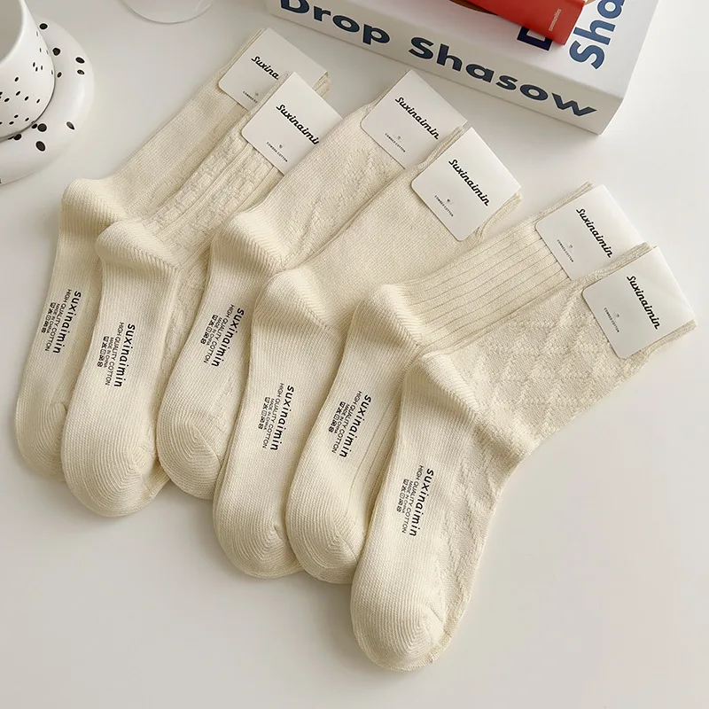 

Women Girls JK Japanese Sweets Kawaii Cute White Lolita Long Socks 2023 New Autumn Winter Cotton Thermal Knitting Home Stockings