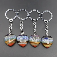 new fashion natural stone heart keychains charms 7 chakra girls couple diy motorcycle cute door car key chain accessories 1pc