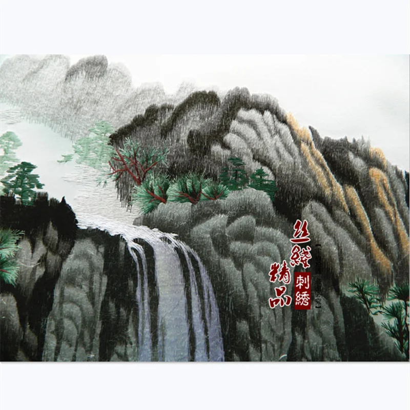 Шелковая вышивка горы высокой воды длинный пейзаж роспись гостиная кабинет чай