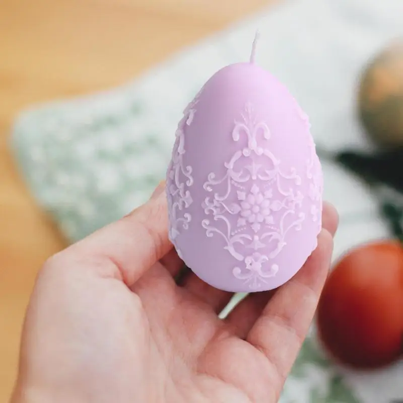 

Easter Egg Candle Molds 3D Flower Relief Pattern Easter Candle Making Molds Spring Easter Candle Mold DIY Aromatherapy Candles