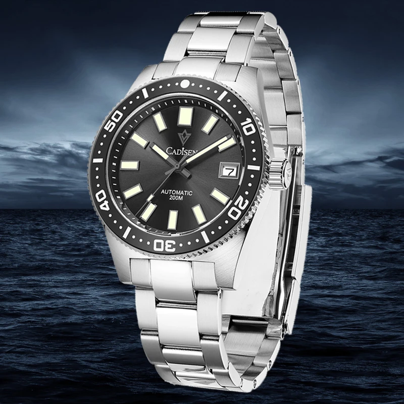 Продажа CADISEN мужские часы 38 мм Роскошные сапфировые автоматические часы для мужчин механические наручные часы для мужчин 20 бар сталь для дайвинга с...
