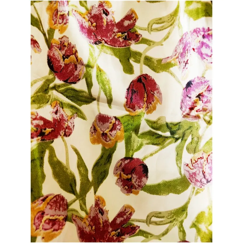 Purple kawaii Pajamas For Women Rayon Pajama Pants Sexy Tulip Flower Nighty Clothes T-Shirt Long Pants  Homewear Cozy Big Size