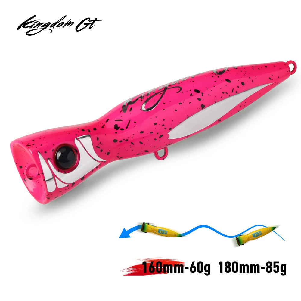 Фото Kingdom GT Topwater Popper Рыболовная приманка 60 г 85 г 160 мм 185 мм Соленая вода Тунец Сифонс Искусственная морская лодка Рыбалка Жесткая приманка №1