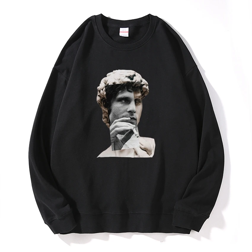 

Drop shipping Cotton loose david print unisex Sweatshirts funny cool men Sweatshirts drop sholder men hooded sweatshirts