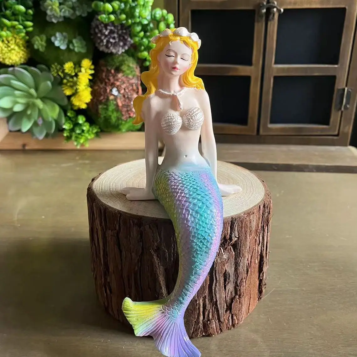 

Mermaid Resin Decoration Garden Terrace Courtyard Ornaments Pool Fish Tank Layout Classical Handicraft Tabletop Accessories Gift