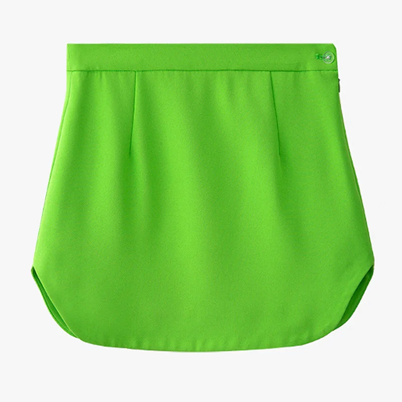 

HIGH STREET Newest 2022 Designer Fashion Mini Women's Fluorescence Green Matching Skirt