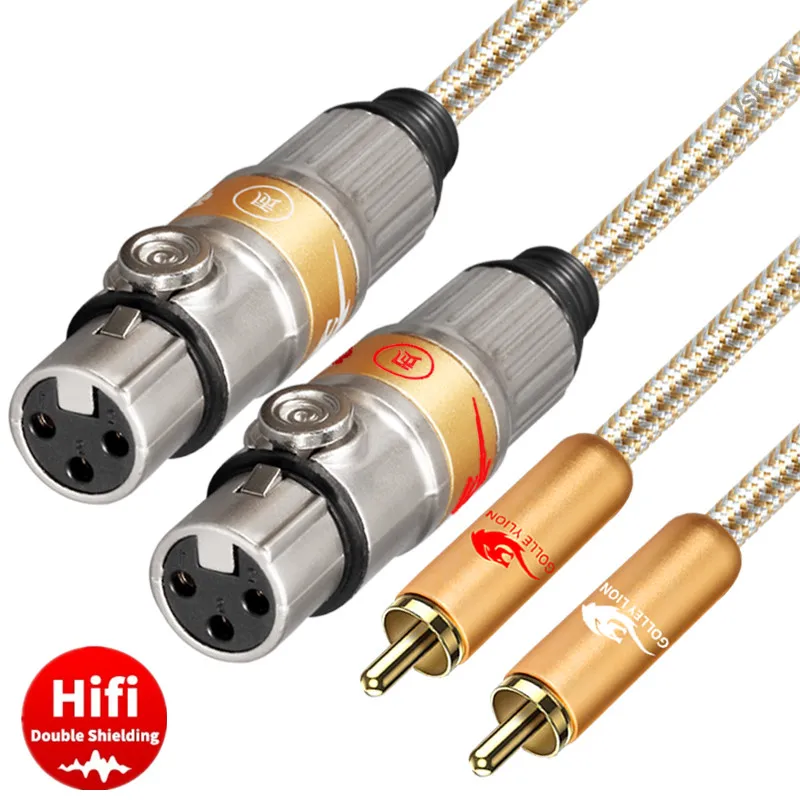 Аудиокабель Hi-Fi с двумя RCA штекерами на 2 XLR разъемами для усилителя консоли DVD