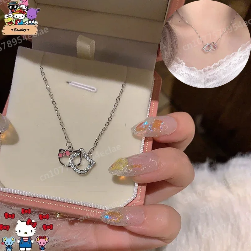 Sanrio Good Luck переплетенное ожерелье Hello Ktty для девочек двойное кольцо цепочка на