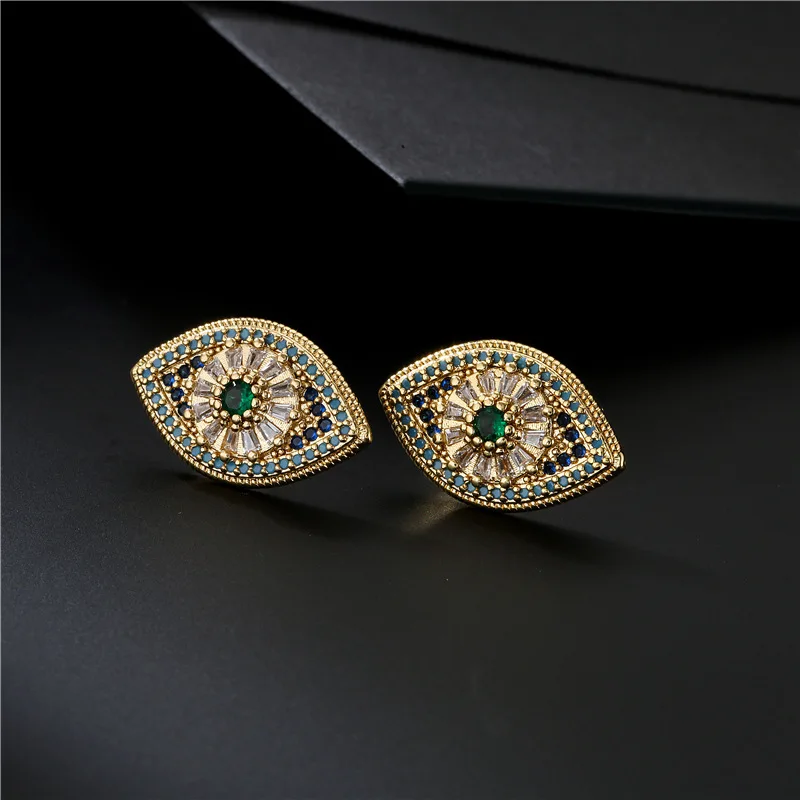 

Best Selling European And American Fashion Eye Earrings 18K Gold Plated Micro-inlaid Zircon Earrings Female