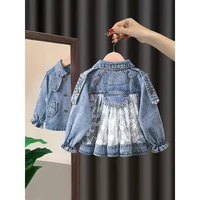 kids girls denim jacket new childrens lace trench coat childrens clothing toddler girl baby jeans jacket 2 4 6 7y