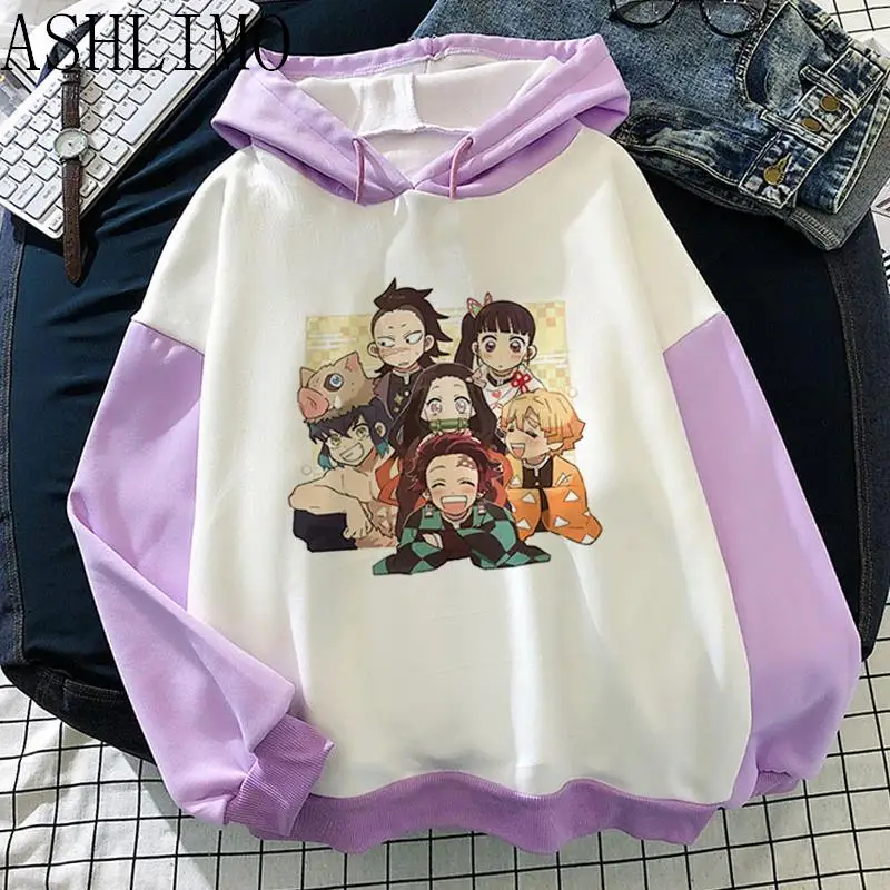 

Kawaii Japanese Anime Demon Slayer Hoodies Unisex Manga Cartoon Kimetsu No Yaiba Nezuko Streetwear Women Harajuku Sweatshirts