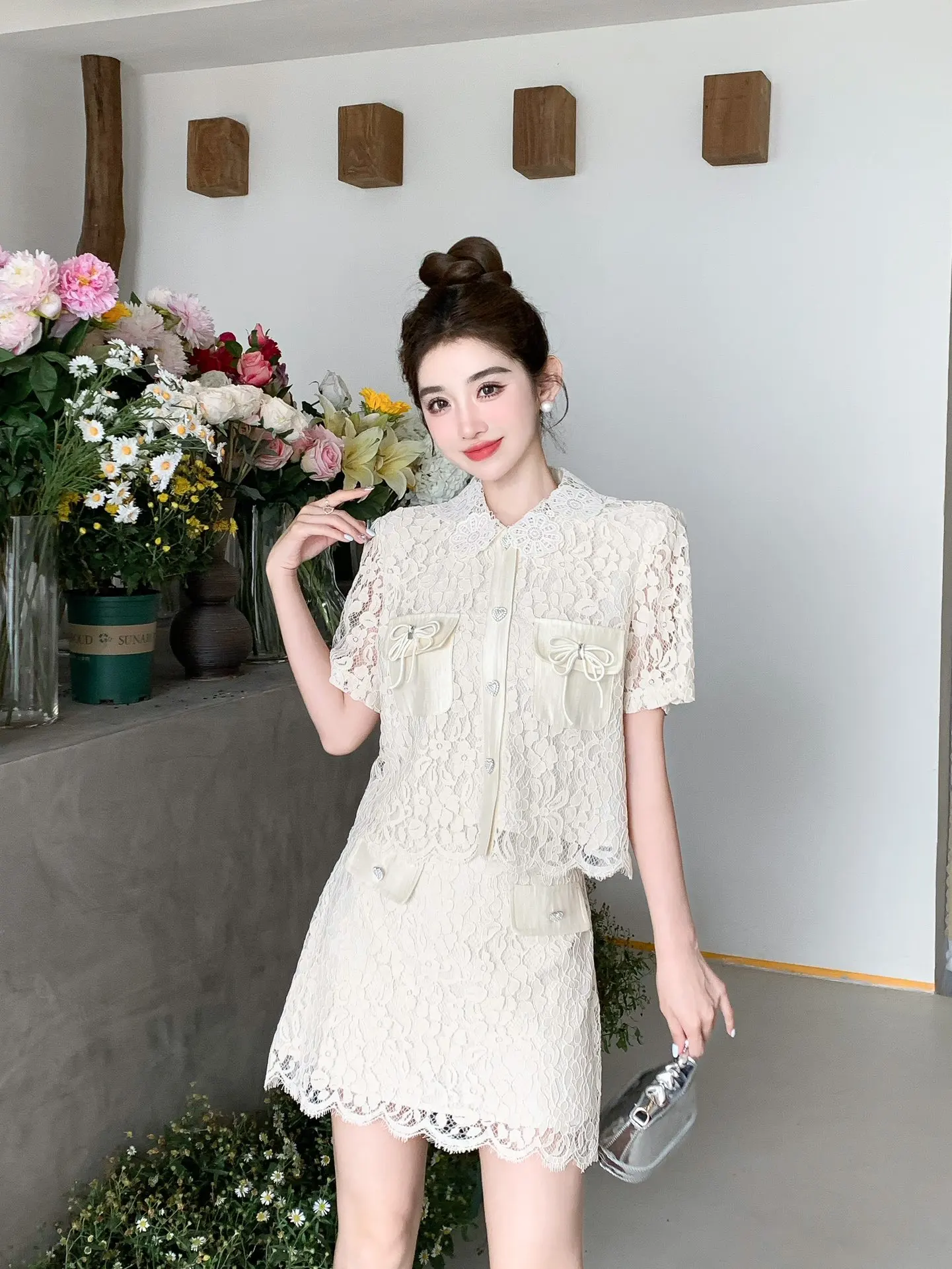 

2023 Spring/Summer Fashion New Women's Clothing Jacquard Puff Sleeve Suit 0704