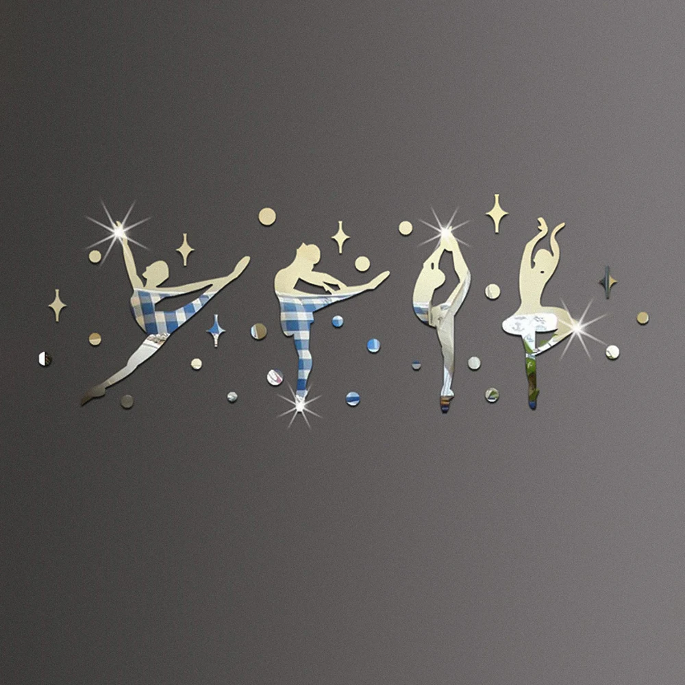 

Set Of 4 Ballerina Mirror Wall Stickers Ballet Dancer Decals Vinyl Home Decor For Girls Bedroom Dancing Room Dance Studio Murals