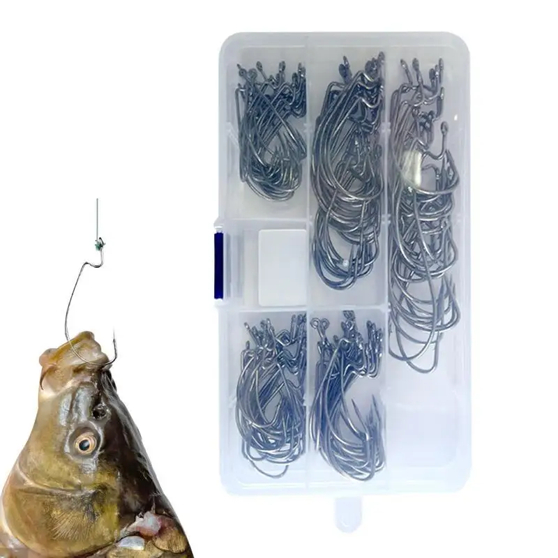 

Офсетные рыболовные крючки 125 шт., раньше для ловли окуня, рыболовные крючки из высокоуглеродистой стали для приманки, рыболовные крючки для ловли окуня и форели