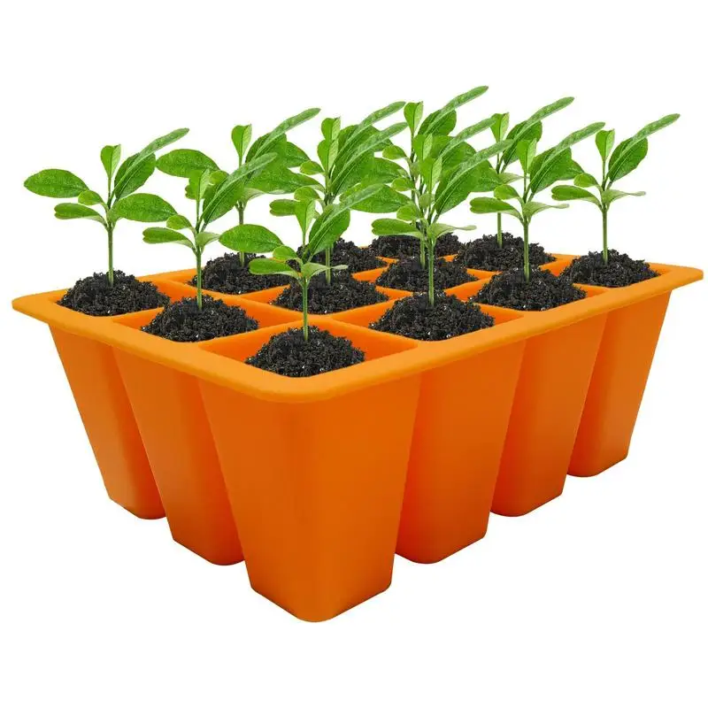 

12 ячеек, поднос для семян из силикагеля, коробка для выращивания семян растений в помещении, садовые растения, лотки для прорастания семян растений