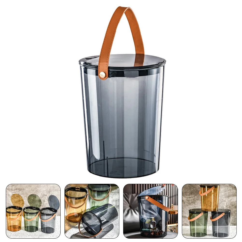 

Trash Canlid Bin Garbage Minilids Waste Canscontainer Bucket Clear Wastepaper Bathroom Wastebasket Desktop Covered Box Litter