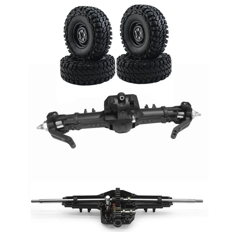 

4Pcs 1.9 Inch 108Mm 1/10 Scale Tires Wheel Rim & 1 Set Front And Rear Gear Box Set Off Road Car Parts