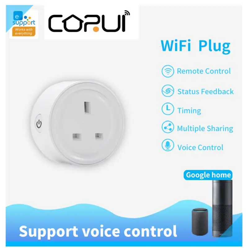 

CORUIWiFi Smart Socket UK/US Plug EWeLink APP Timing Plug Mobile Phone Wireless Remote Control Voice Control Socket