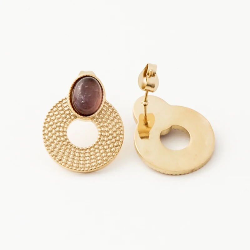 Stainless Steel Stud Earrings for Women Natural Stone Bohemian Dangle Earrings Luxury Elegant Geometric Jewelry