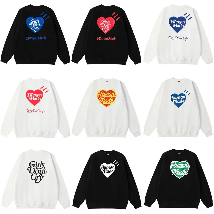 

Human Made Autumn and Winter New Girls Don't Cry Love Print Couple Loose Pullover Plus Fleece Round Neck Hoodie Tide