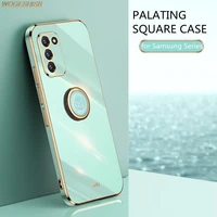 plating square finger ring holder phone case for samsung galaxy s10 plus s20 fe s21 ultra a51 a71 a22 a32 a52 a72 m22 m32 cover