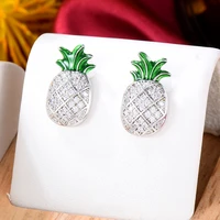 godki brand new luxury charm cute mini pineapple earrings women girl banquet daily anniversary jewelry accessories high quality