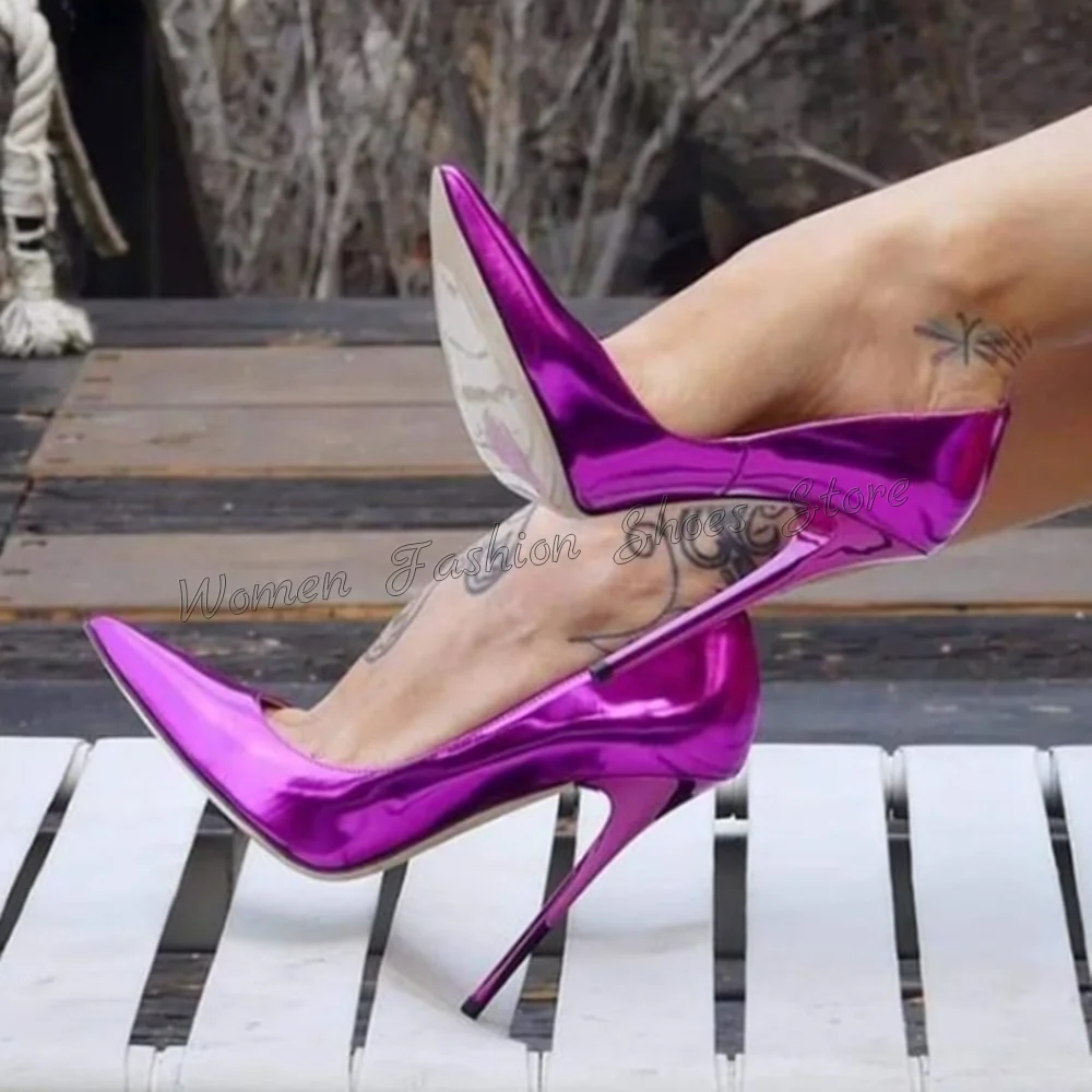 Туфли-лодочки женские из лакированной кожи на высоком каблуке с острым носком