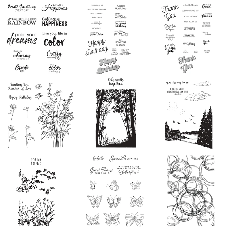 

New 2022 Bouquet Wildflowers Sentiments Words Clear Stamps Scrapbooking Paper Making Embossing Frame Card Craft Dies Hot Foil