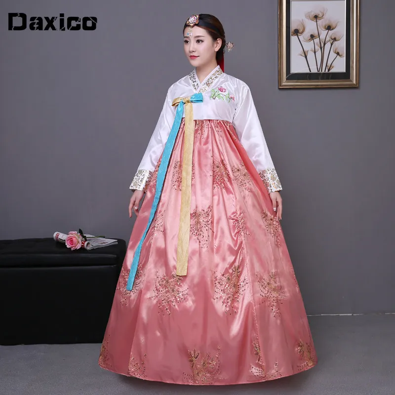 Традиционный корейский Костюм с блестками hanbok, женский корейский дворцовый костюм, платье hanbok, одежда для национального танца, для выступлений на сцене, 한복 복 Традиционный корейский Костюм с блестками hanbok, женский корейский дворцовый костюм, платье hanbok, одежда для национального танца, для выступлений на сцене, 한복 복