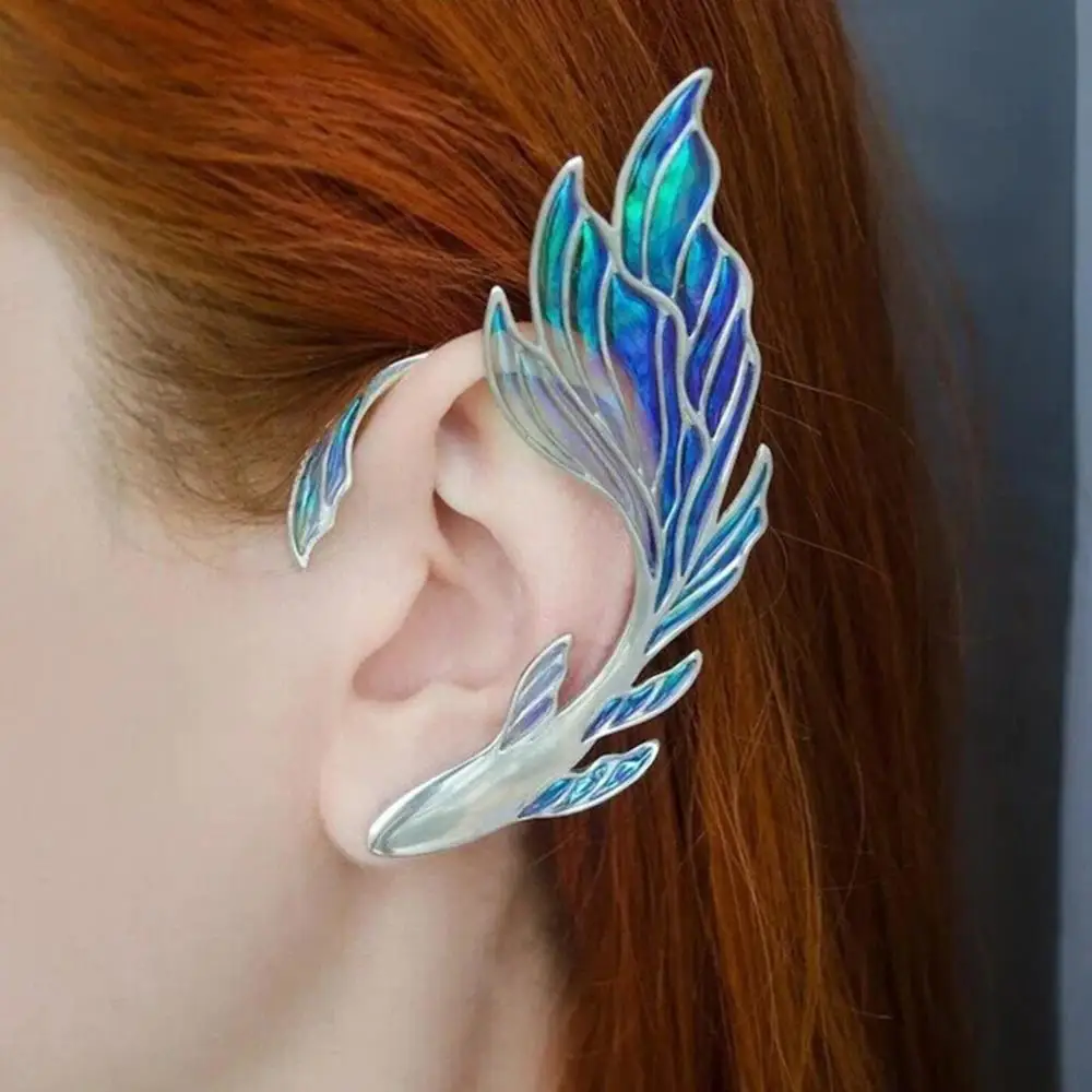 Pendientes de elfo sin perforaciones para mujer, aretes de moda, alas de mariposa iridiscentes, alas de elfo, Clips para las orejas, novedad de 2022