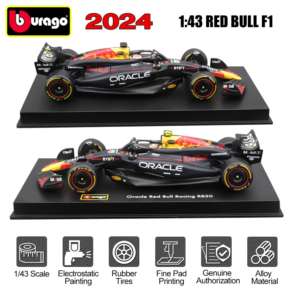 Bburago New 2024 1:43 Red Bull Ferrari F1 # 1 11 Миниатюрные гоночные модели из сплава игрушки