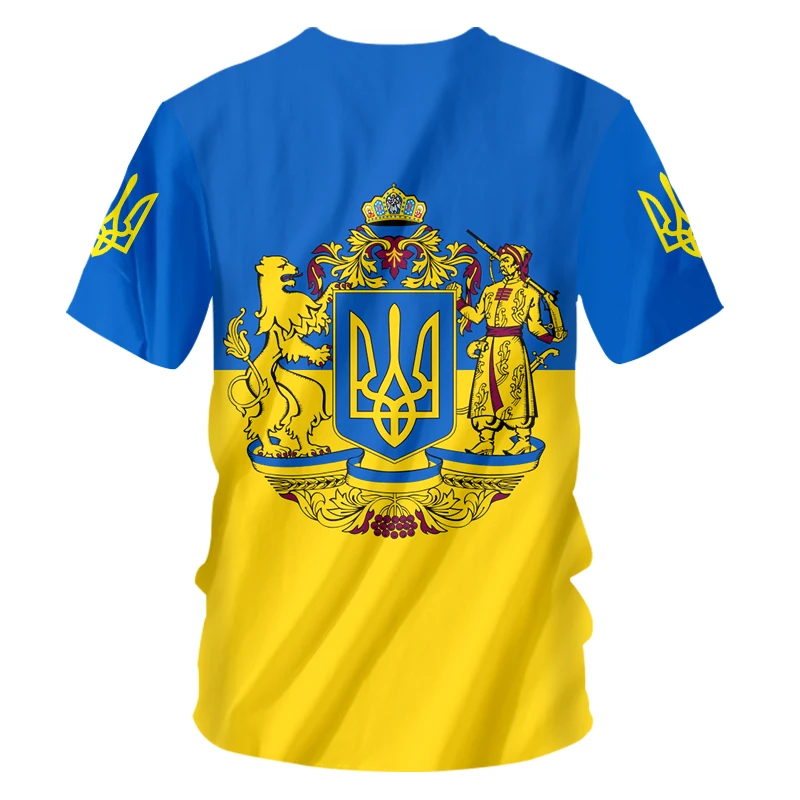 Летняя мужская футболка с 3D-принтом украинского флага большого размера надписью