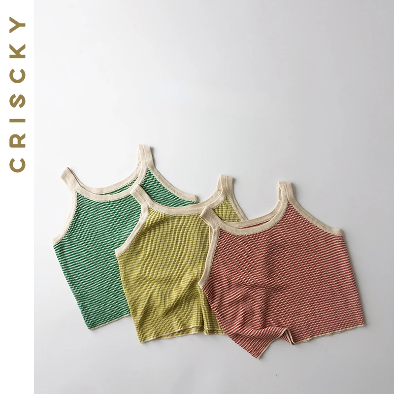 

2023 милые летние повседневные футболки для девочек, разноцветная модная майка с лямкой на шее, шикарная одежда для малышей, детская мягкая тонкая футболка