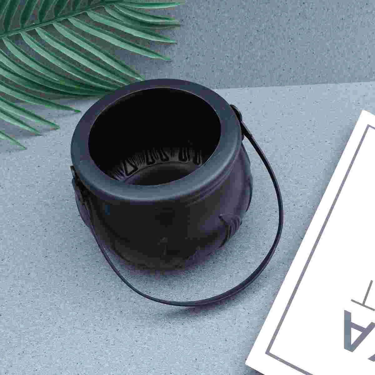 

4Pcs Candy Cauldron Kettles Witch Buckets Portable Candy Chocolate Gift Holder Trick Or Treat Container for Favor 14cm ( Black )