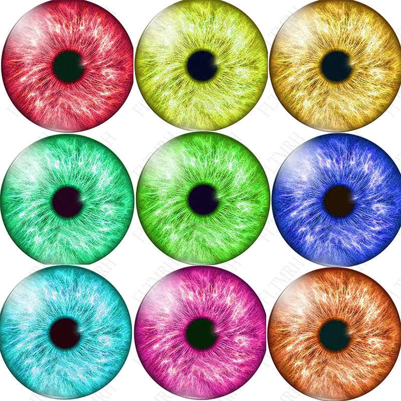 

colorful Animal doll eyes 10pcs 8mm/10mm12mm/18mm/20mm/25mm Round photo glass cabochon demo flat back Making findings