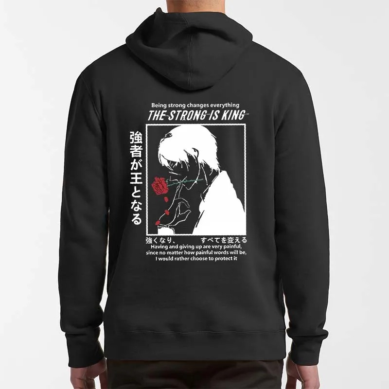 

Cool Dark Anime Boy Art Hoodies Funny Slogan Adult Manga Cartoon Graphic Hooded Sweatshirt Unisex Casual Pullovers