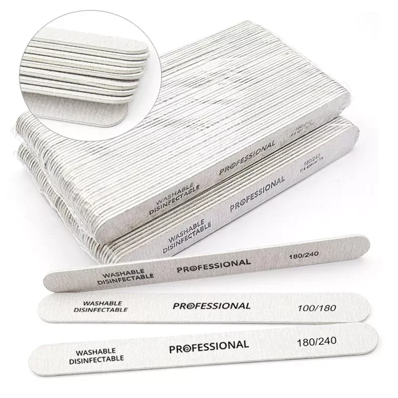 

1/50Pcs Professional Nail File Sandpaper Strong Thick Nail Files Buffer For Manicure Sanding Half Moon Lime Nail Tools 100/180