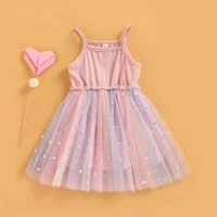 toddler kid girls summer sundress ribbed sequined heart print tulle tutu dress princess casual dresses outfits birthday gifts