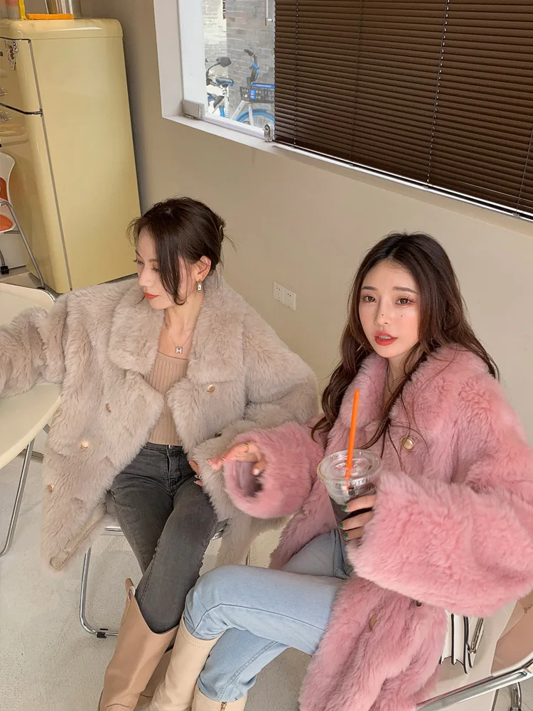 Sheep Shearing Coat 2022 New Fashion Warm Lamb Wool Mid-length Fur Coat for Women
