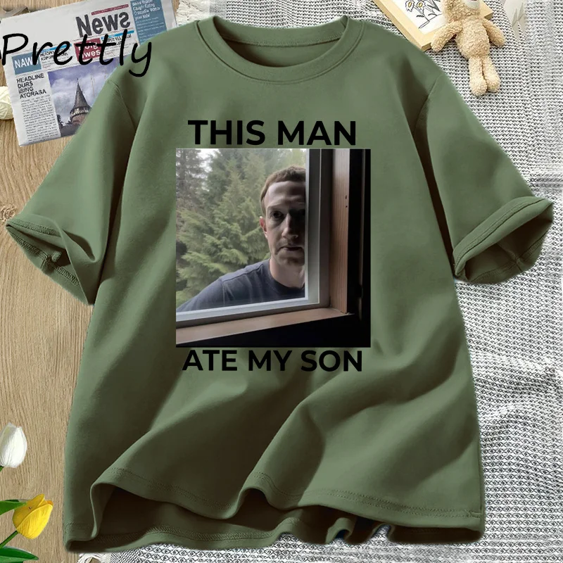 Забавная футболка с принтом этот человек Ate My сын футболки изображением прокола